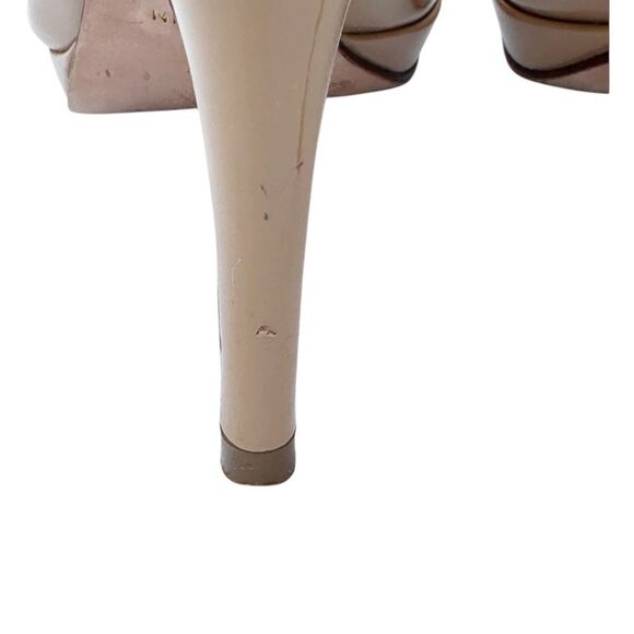 Cole Haan Nike Air Pumps Heels Nude Tan Patent Leather Platform Size 7.5 AA - Picture 14 of 14
